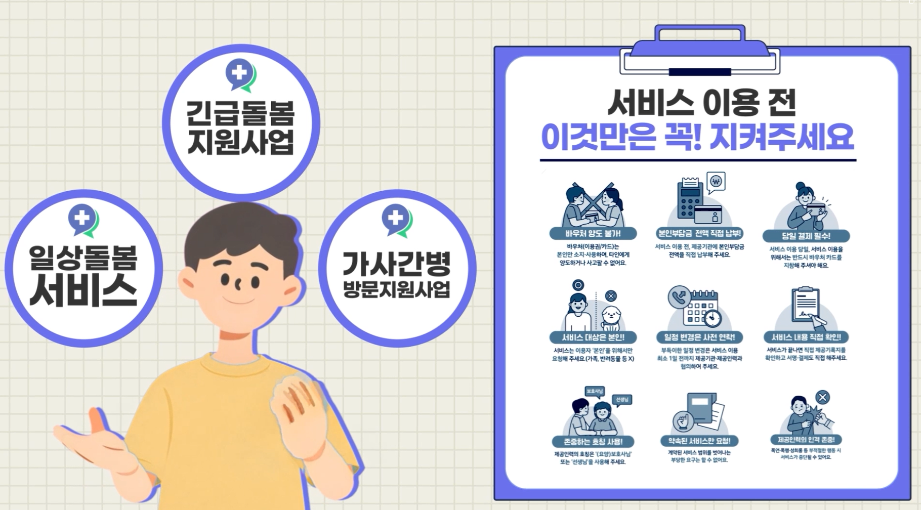 보건복지부 (재가돌봄) 이용자 준수사항 안내영상